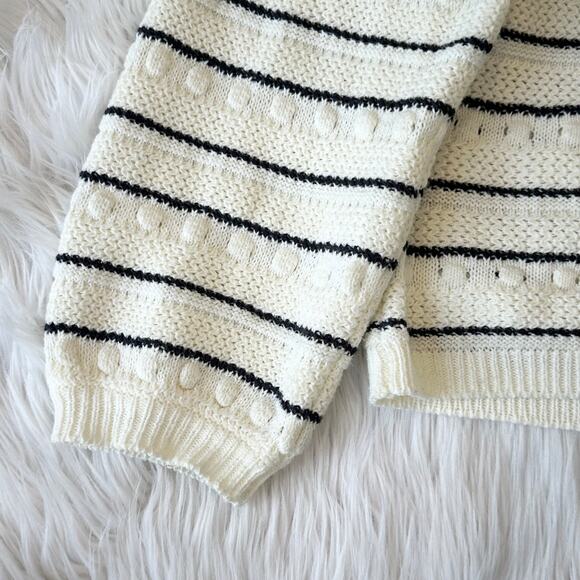 Marine Layer Sara Breton Striped Square Neck Striped Balloon Sleeve Sweater - Picture 9 of 13